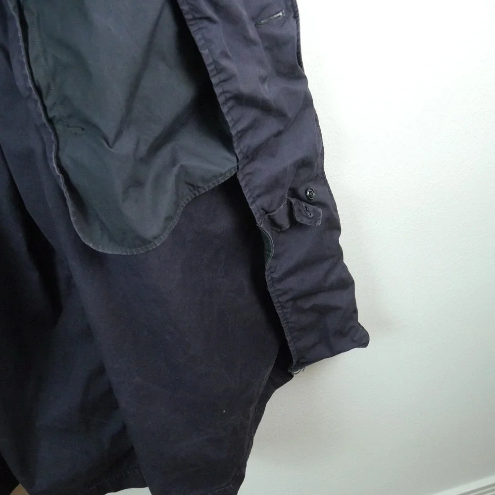 Vintage 60s U.S. NAVY Poplin Raincoat Trench Coat XL Military Blue Belted